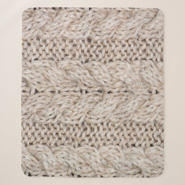 Weiße Strickwoll-Textur Hintergrund. Sherpadecke (Vorderseite)