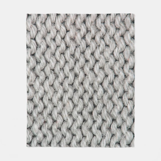 Weiße Strickwoll-Textur schließt Foto-Hintergrund Fleecedecke (Vorderseite)