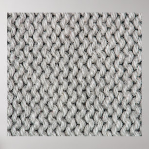 Weiße Strickwollestruktur, nahes Foto. Poster