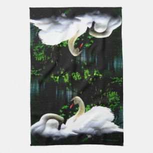 Weiße stumme Schwäne Geschirrtuch