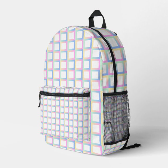 Weiße symmetrische Prüfmuster Bedruckter Rucksack (Rückseitige Ecke Rechts)