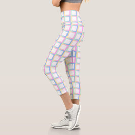 Weiße symmetrische Prüfmuster Capri Leggings