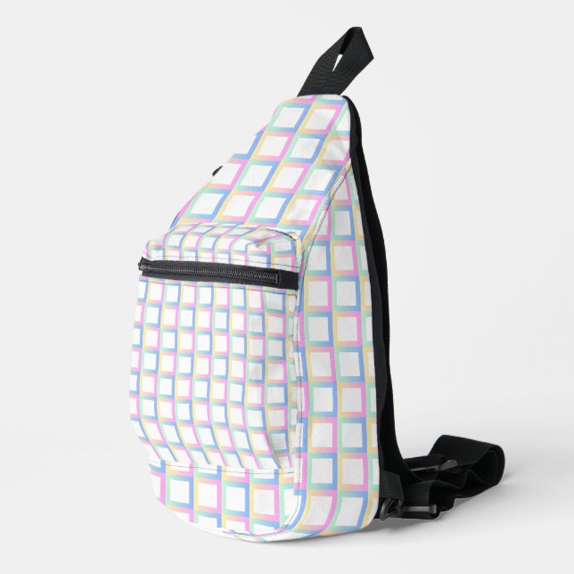 Weiße symmetrische Prüfmuster Crossbody Bag (Rechte Ecke)