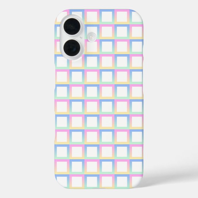 Weiße symmetrische Prüfmuster iPhone 16 Hülle (Rückseite)