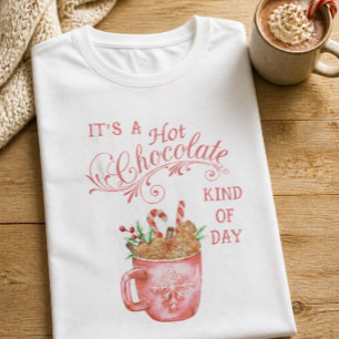 Weiße T-Shirts mit rosa Weihnachts-Heißgetränk-Tas