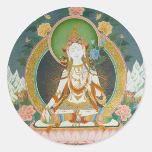 Weiße Tara-Aufkleber Runder Aufkleber
