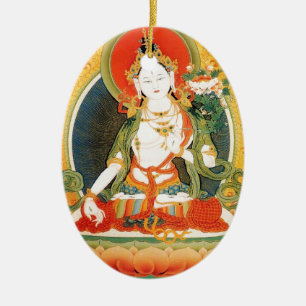 WEISSE TARA-BUDDHIST-GOTTHEIT KERAMIKORNAMENT