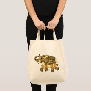 Weiße Tasche mit einem goldenen Elefanten