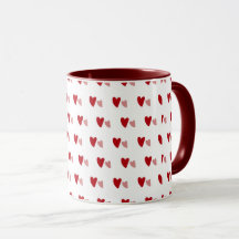Weiße Tasse – Dunkle und helle wellenförmige Herze