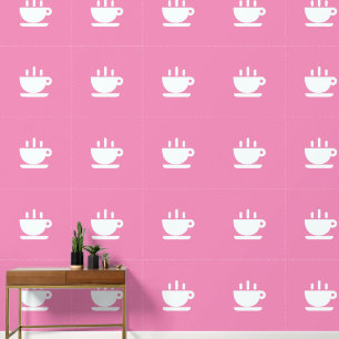Weiße Tasse Java rosa Küche Tapete