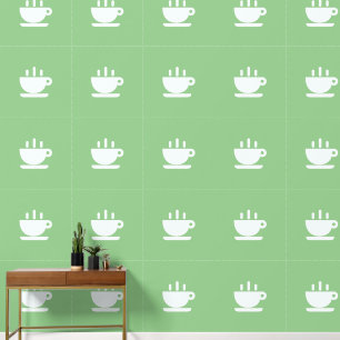 Weiße Tasse Java Sage Grüne Küche Tapete