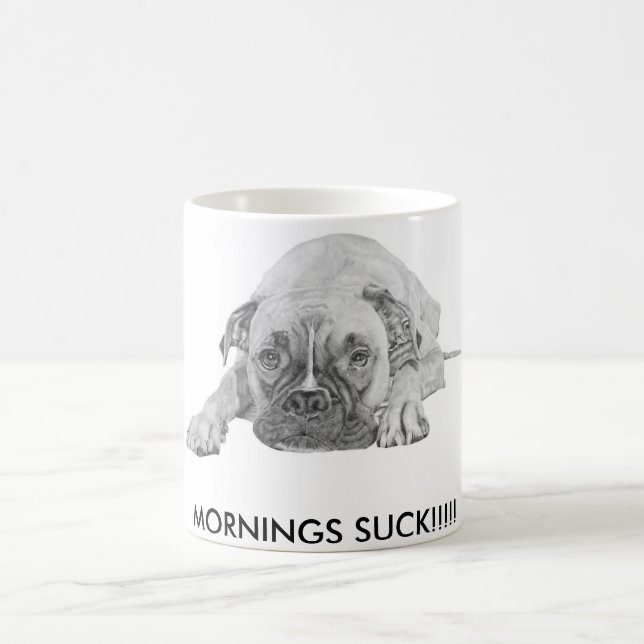 Weiße Tasse mit Boxerhundebild (Mittel)