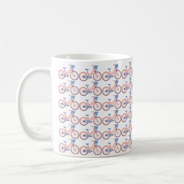 Weiße Tasse mit kleinem Fahrrad (Links)