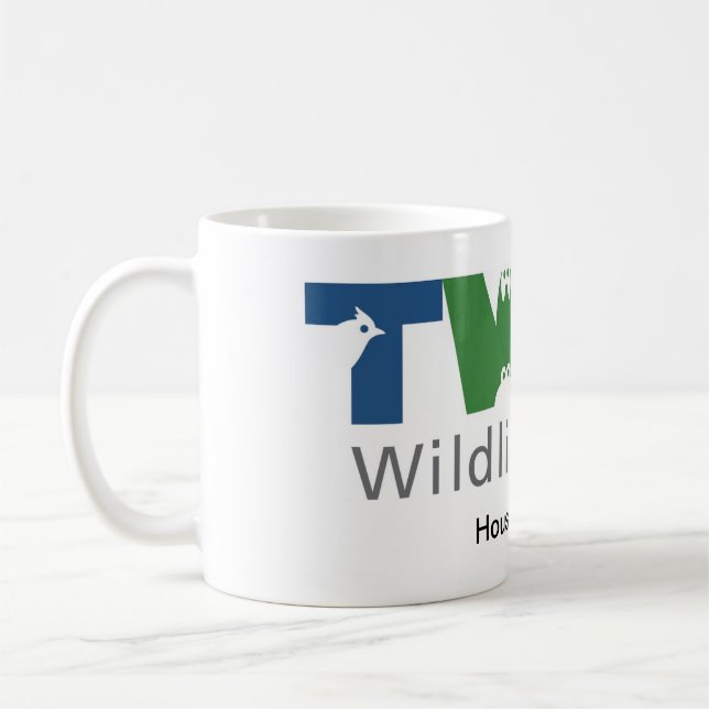 Weiße Tasse mit Logo (Links)