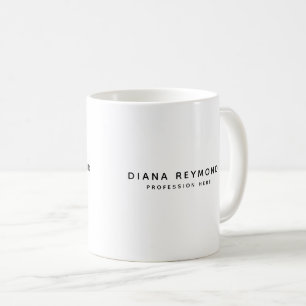 Weiße Tasse mit Namen und Beruf