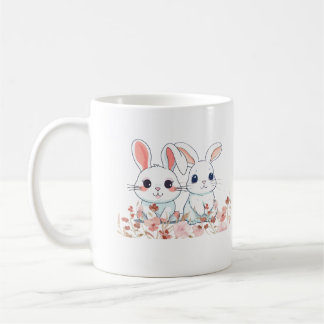 Weiße Tasse mit rosa Hasen als süßes Geschenk