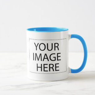 Weiße Tasse, pulverblaues Trimm Zwei-Bilder-Templ Tasse