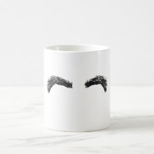 Weiße Tasse schwarze Augenbrauen