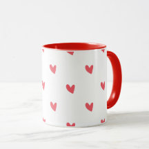 Weiße Tasse – Wellige rote Herzen