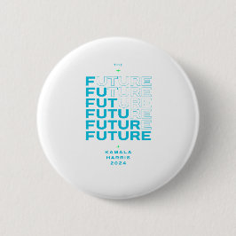 Weiße Taste für Kamala Harris. Aquamariner Schrift Button
