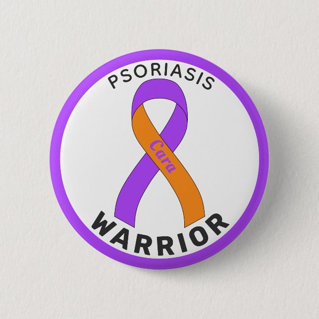 Weiße Taste für Psoriasis Warrior Ribbon Button (Vorderseite)