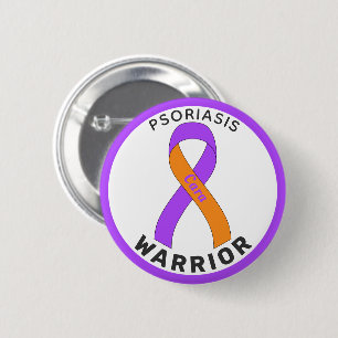 Weiße Taste für Psoriasis Warrior Ribbon Button