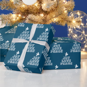 Weiße Taube auf dunkelblau Freude Liebe Frieden We Geschenkpapier