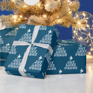 Weiße Taube auf dunkelblauer Freude Liebe Weihnach Geschenkpapier