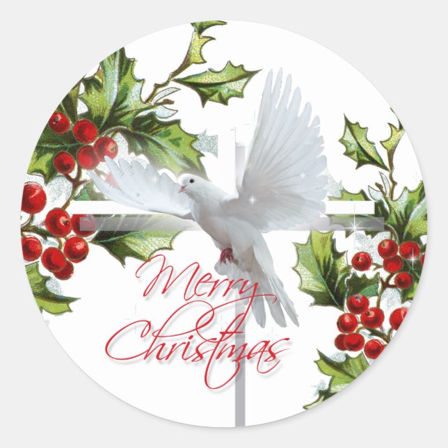 Weiße Taube christliche Weihnachtstouren Runder Aufkleber (Vorderseite)