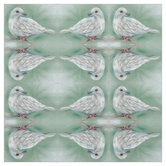 Weiße Taube im Pine Pastel Art Muster Stoff (Muster)