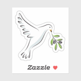 Weiße Taube mit Olivenzweig Aufkleber