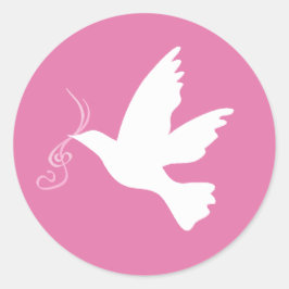 Weiße Taube mit rosa Bänder auf Aufkleber