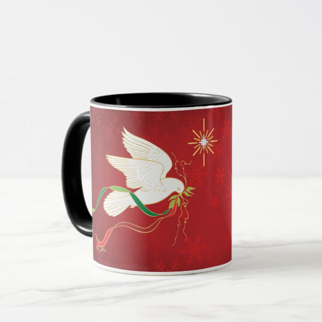 Weiße Taube Tasse (Vorderseite Links)