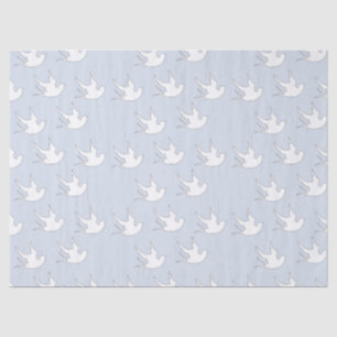 weiße Tauben auf blau Seidenpapier