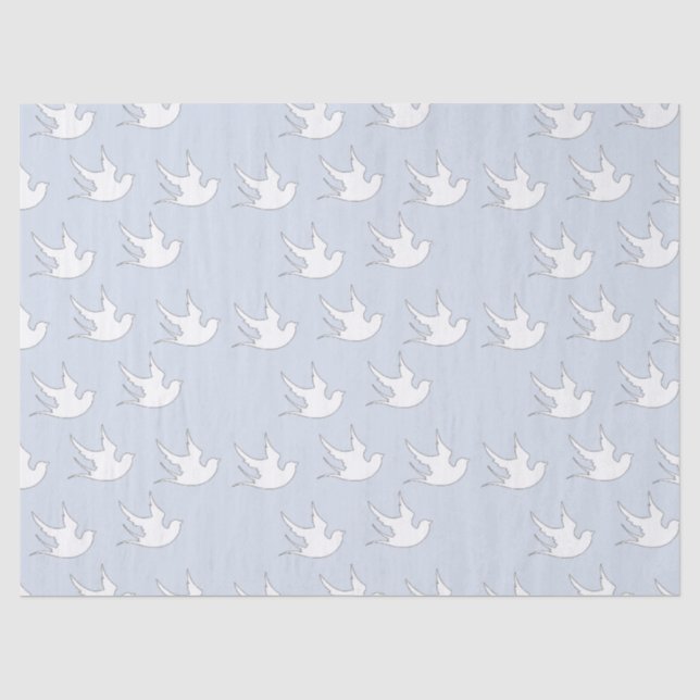 weiße Tauben auf blau Seidenpapier (Vorderseite)
