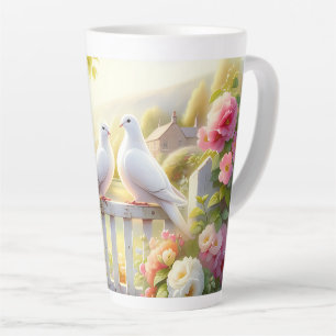 Weiße Tauben Cottage-Garten Milchtasse