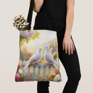 Weiße Tauben Cottage-Garten Tasche