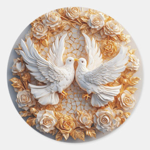 Weiße Tauben für elegante Geschenke & Dekoration Runder Aufkleber