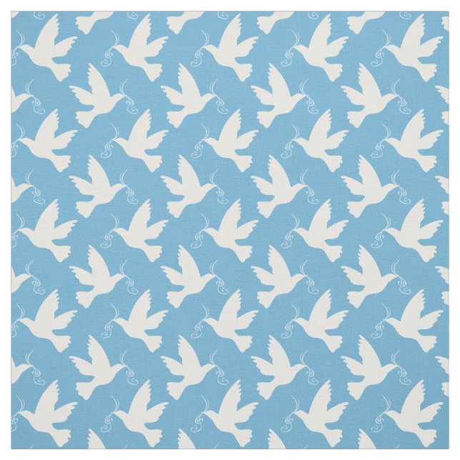 Weiße Tauben mit blauem Bandmuster Stoff (Muster)