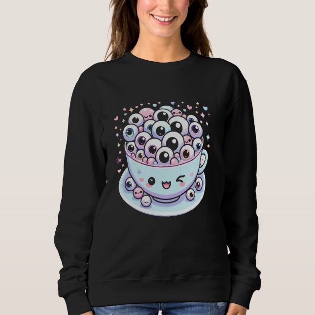 Weiße Tee Pun Weidcore Ästhetische Eyeball Tee Lie (Vorderseite)