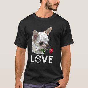 Weiße Teetasse Chihuahua mit roter Rose für Mutter T-Shirt