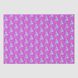 Weiße Tierpfade Rosa und Blauer Weihnachtsbaum Ros Seidenpapier