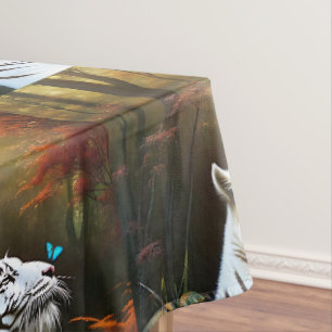 Weiße Tiger, die Momente lieben, Tischdecke