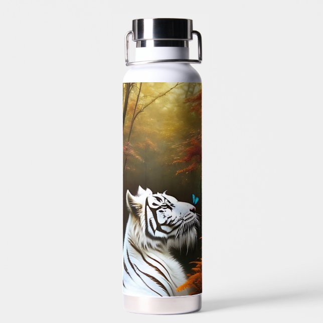 Weiße Tiger, die Momente lieben, Trinkflasche (Rückseite)