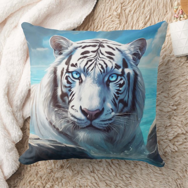 Weiße Tiger-Kissen Kissen (Decke)