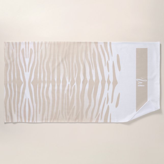 Weiße Tiger-Monogramm-Strandtuch Strandtuch (Vorderseite)