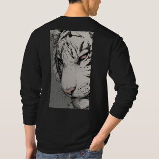 Weiße Tiger-Rückendruck-Sweatshirt – Kühnes Wildti T-Shirt