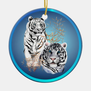 Weiße Tiger - Verzierungen Keramikornament