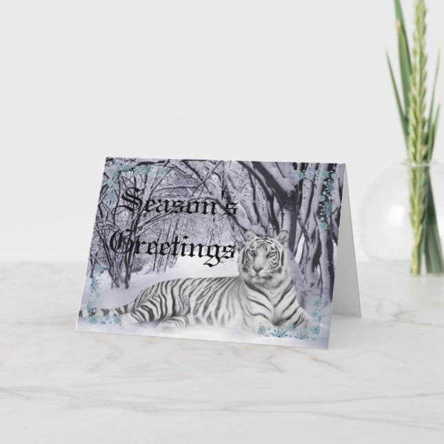 Weiße Tiger-Weihnachtskarte Feiertagskarte (Vorderseite)