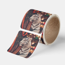 Weiße Tiger-Weihnachtssticker – Malerische Tierwel
